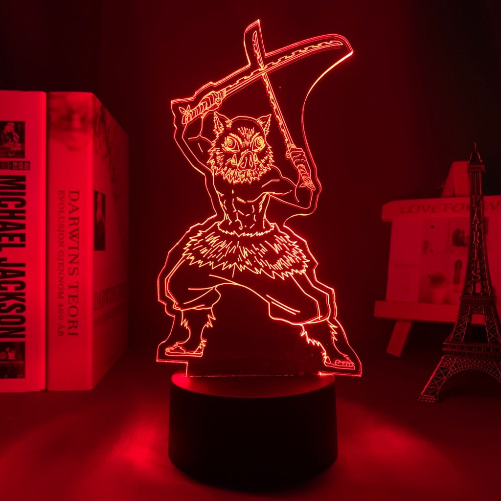 Acrylic Inosuke lamp on red light setting