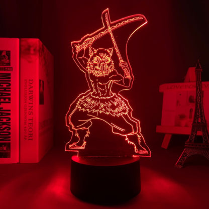 Acrylic Inosuke lamp on red light setting