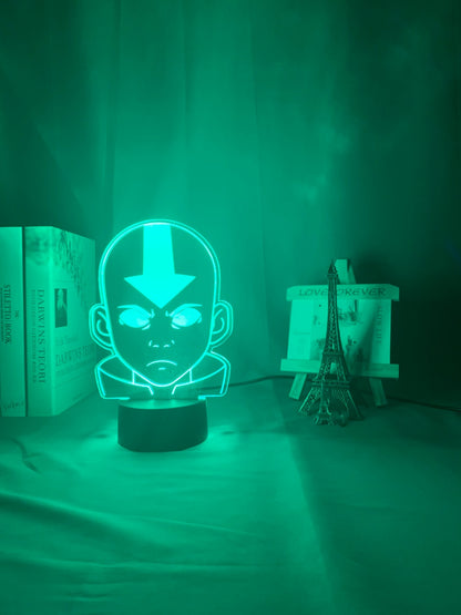 Acrylic Aang lamp on green light setting