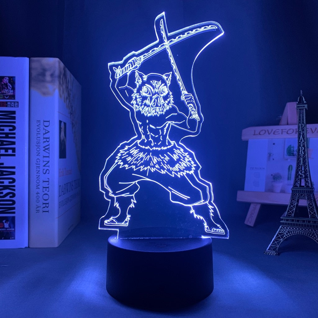 Acrylic Inosuke lamp on blue light setting