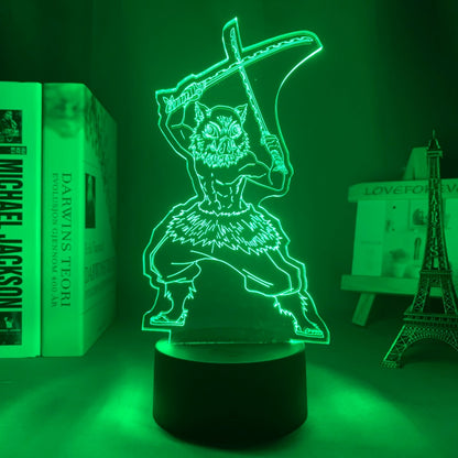 Acrylic Inosuke lamp on green light setting