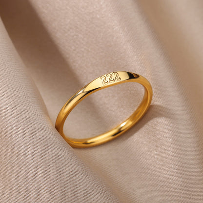 Gold-plated signet ring engraved with 222