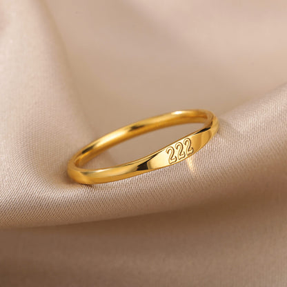 Gold-plated signet ring engraved with 222