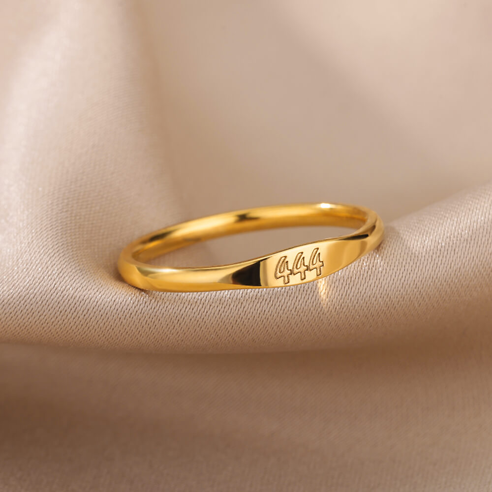 Angel Number Signet Ring - Gold Plated