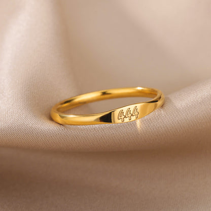 Angel Number Signet Ring - Gold Plated