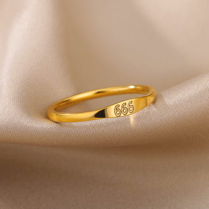 Angel Number Signet Ring - Gold Plated