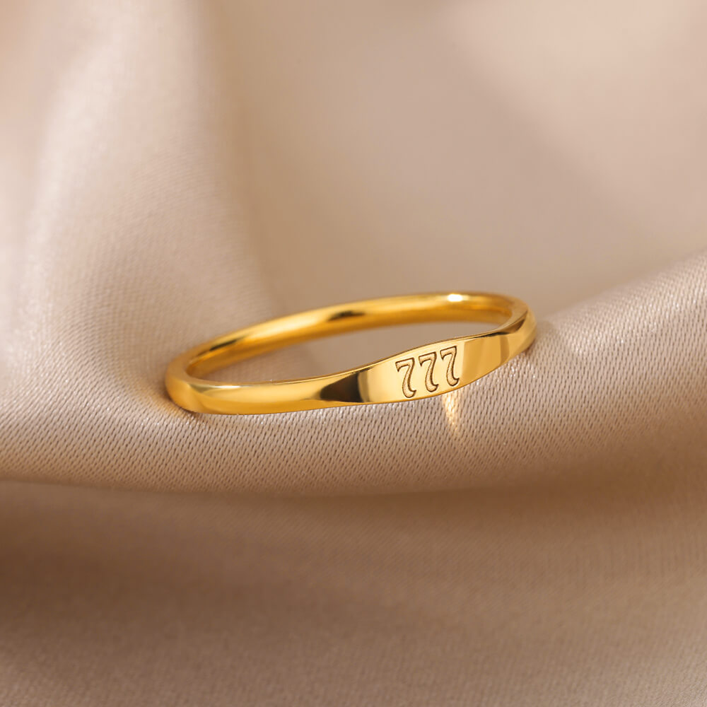 Angel Number Signet Ring - Gold Plated