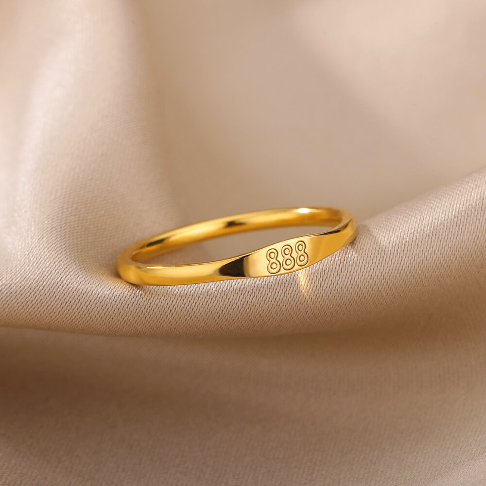 Angel Number Signet Ring - Gold Plated