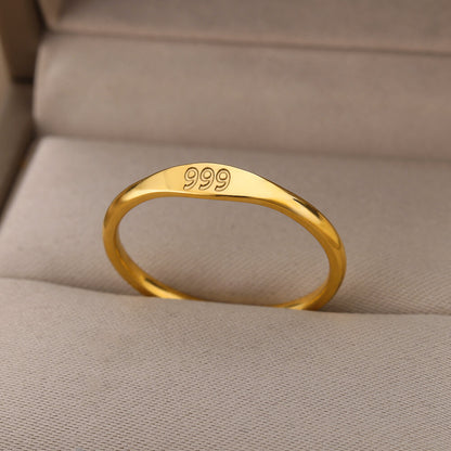 Angel Number Signet Ring - Gold Plated