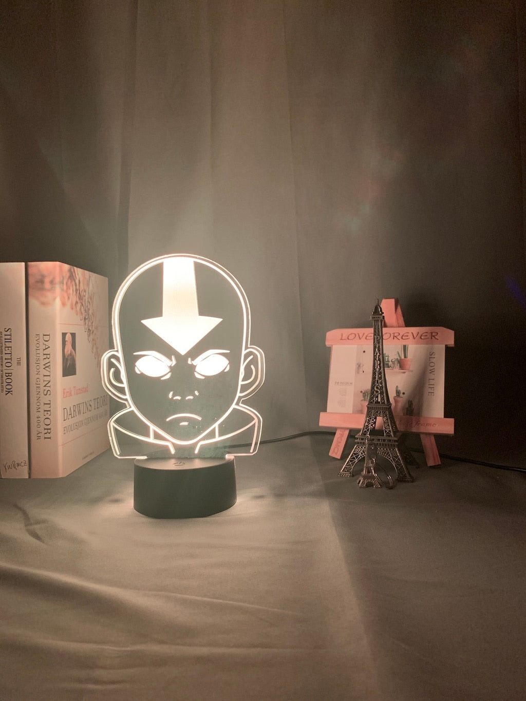 Acrylic Aang lamp on white light setting